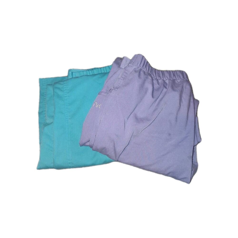 NRG by Barco Stretch Scrub pants Womens Size Medium Purple Blue Lot Of 2